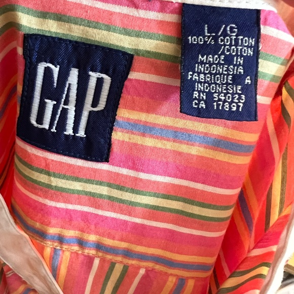 Vintage 90s GAP Striped Long Sleeve Button Up Shirt Women’s Cotton Sz L Preppy - Picture 6 of 9